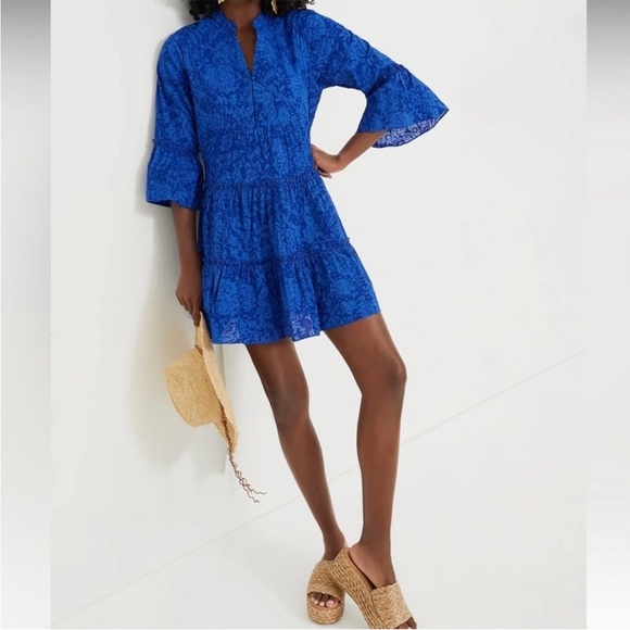 Tuckernuck Hyacinth House blue Tiered V-Neck Quidnet Mini Dress - Picture 3 of 8